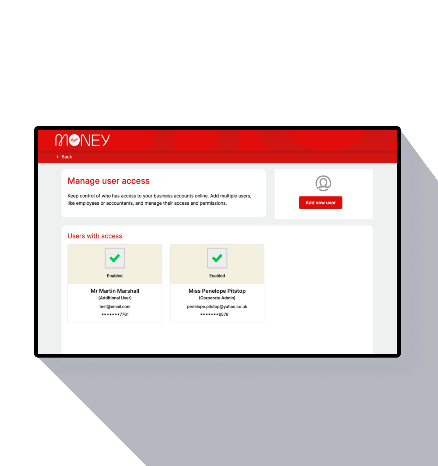 Business Internet Banking dashboard