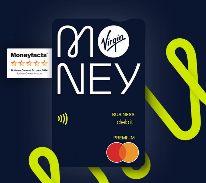 Business Debit Card with the Moneyfacts award logo next to it