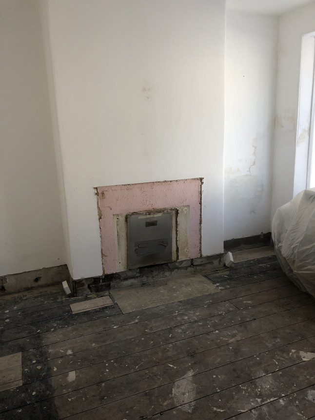 fireplace during transformation