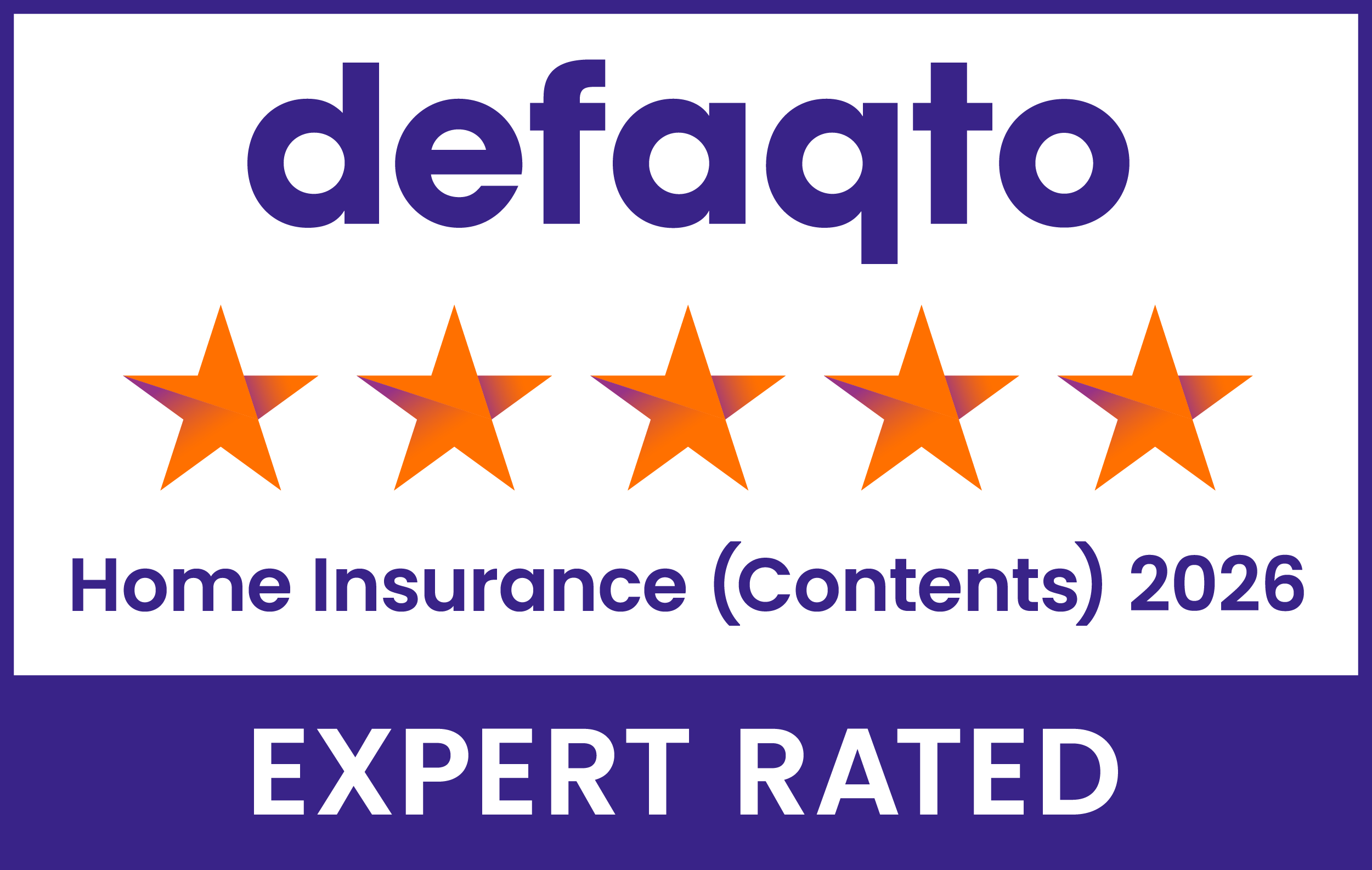 Defaqto 5 star Home Insurance (Contents). Expert rated.