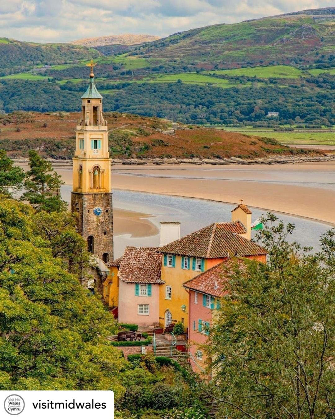 The little town of Portmeirion, Wales. Credit: Visit Mid Wales.