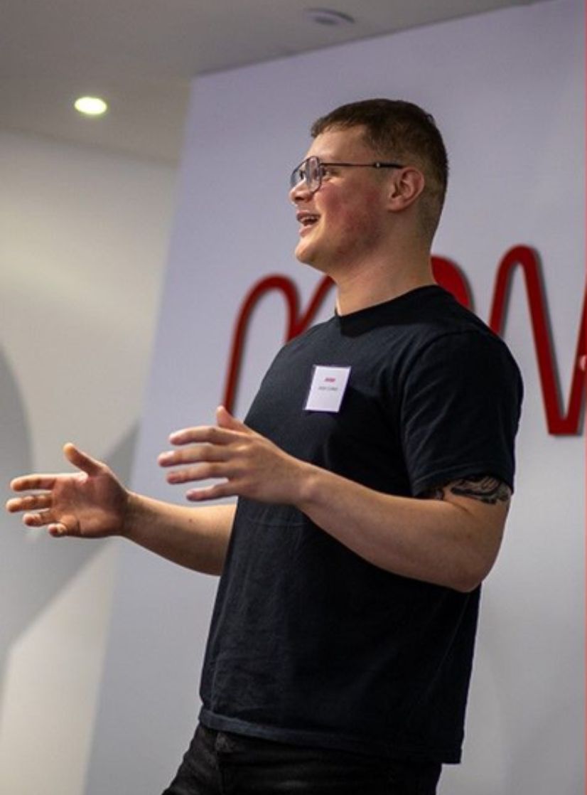 Jaiden presenting at the the Young Change Makers Fellowship Programme graduation