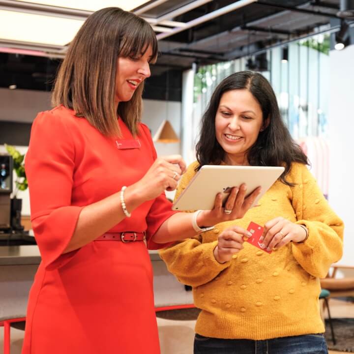 A customer getting support in a Virgin Money store